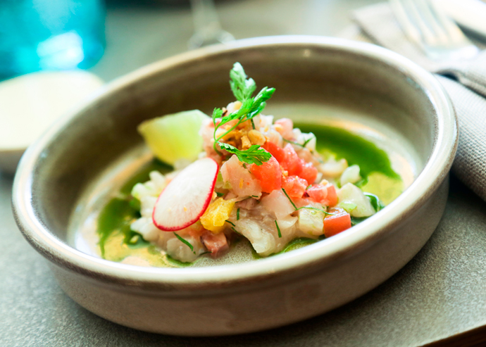 Ceviche verde de lubina