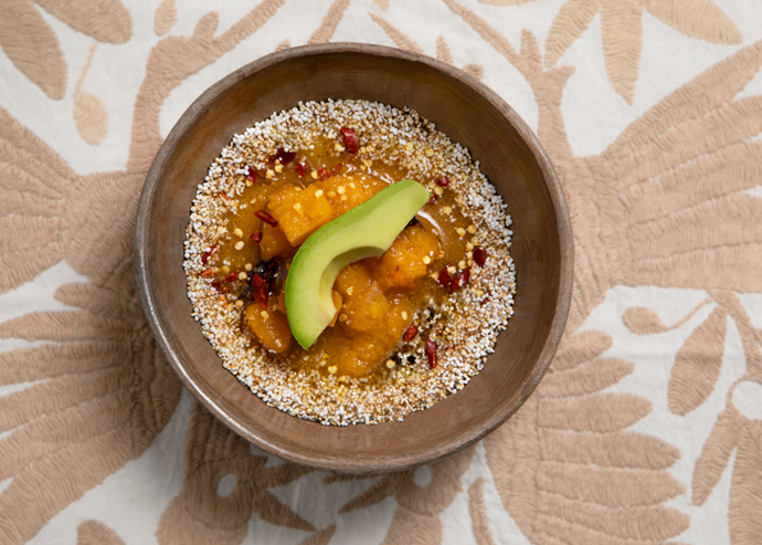 Sopa de calabaza con amaranto