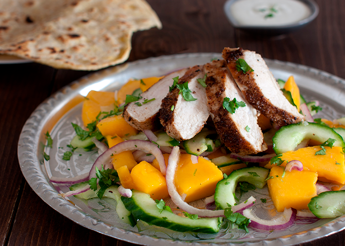 Ensalada de pollo con mango