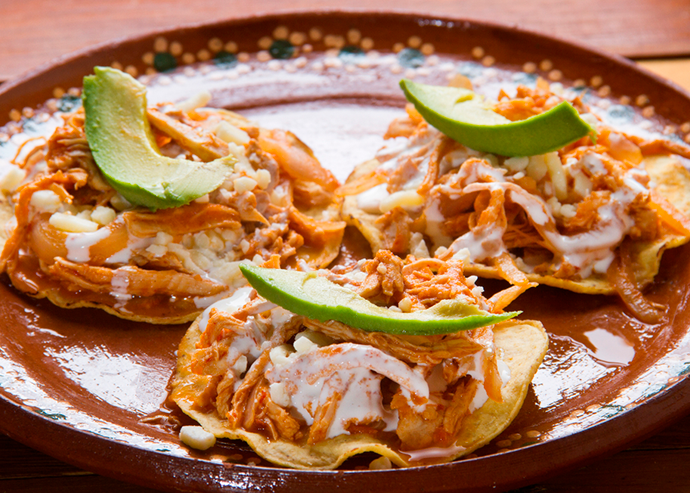 Tostada de pollo con marmelada agridulce