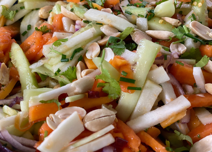 Ensalada de chayote y papaya Ensalada de chayote y papaya
