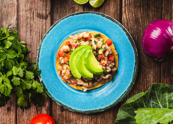 Ceviche de corvina y cilantro