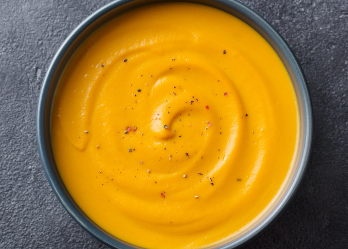 Crema de calabaza y tomate rostizado