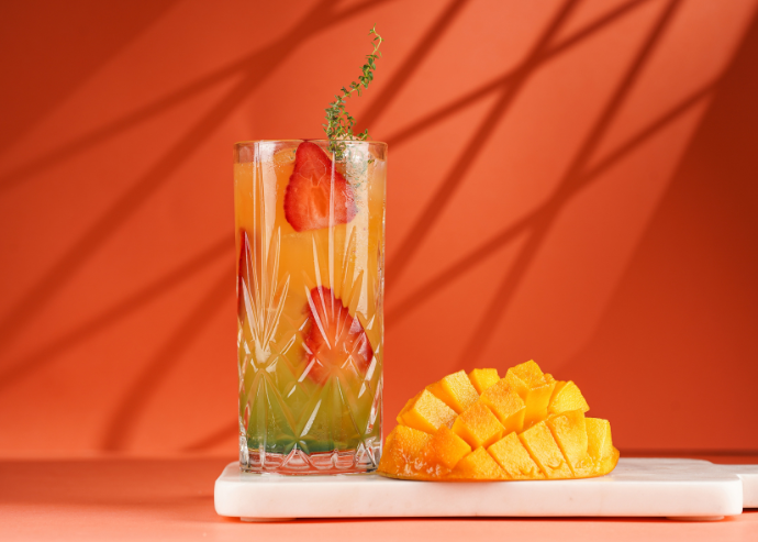 Agua de mango y fresa